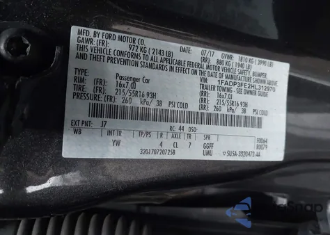 2017 Ford Focus Se из США, поврежденный, VIN 1FADP3FE2HL312970